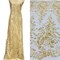 1 Yard Gold Beaded Lace Fabric Embroidered on 100 Percent Polyester Net Mesh 52 Inch Width